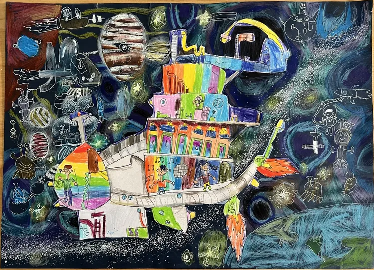 7歲(含)以下組最佳入圍獎：顏德安同學作品《宇宙火箭車》。業者提供