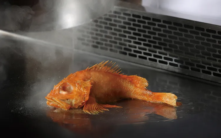 喜知次一夜干是許多老饕夢幻逸品，香煎至外酥內嫩，嚐來油脂豐厚、甘甜細嫩。王品集團提供。