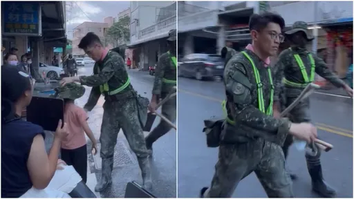 國軍天菜「帽送小女孩」 老婆見Threads影片也迷暈:帥爛!