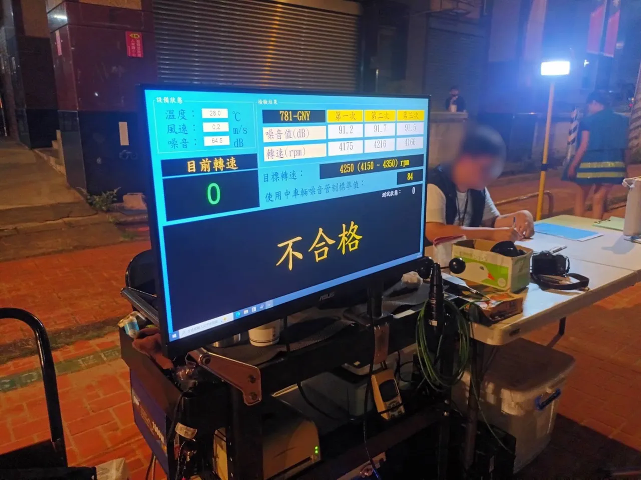 不合格车辆开单告发限期改善。龟山警分局提供