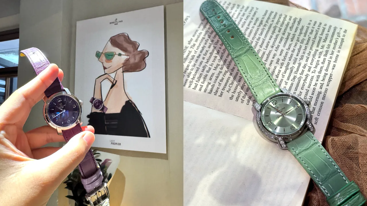 百年靈Lady Premier Automatic自動腕錶,36mm,精鋼/18K金錶殼,紫灰/灰綠/鴿灰色/巧克力配色錶盤,鱷魚皮革錶帶,百年靈10型機芯,動力儲存42小時,防水深度100米,15萬4000元(紫灰)、26萬元(灰綠)、26萬元(鴿灰色)、47萬6000元(巧克力色)。品牌提供