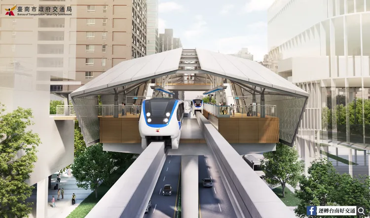 捷運藍線第一期引進引進國內首見的「高架跨座式單軌系統」，預計工期約6年。南市府提供