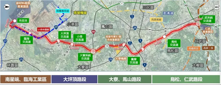 國道七號路線規劃示意圖。高市府提供