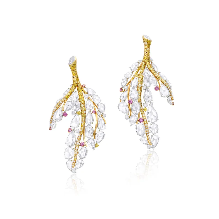 CINDY CHAO White Label Collection高級珠寶系列四季葉片耳環。品牌提供