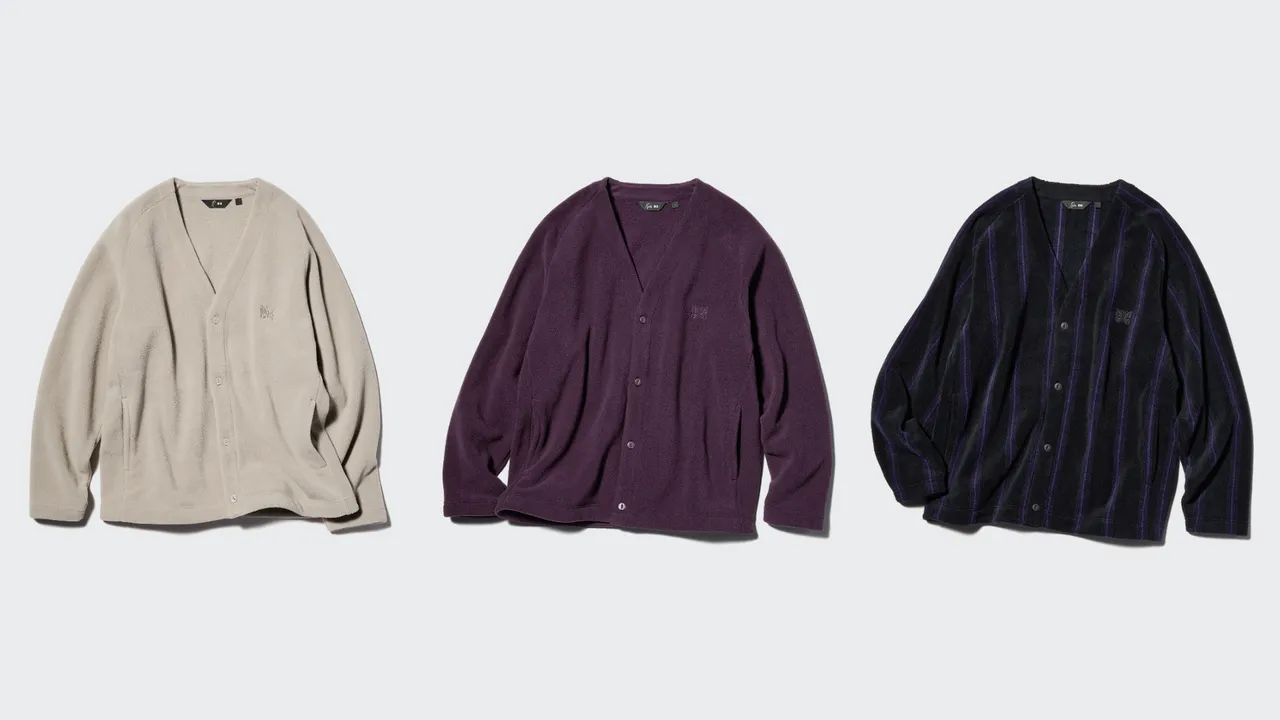 UNIQLO and NEEDLES 2025秋冬系列刷毛宽版开襟外套,各1290元。品牌提供