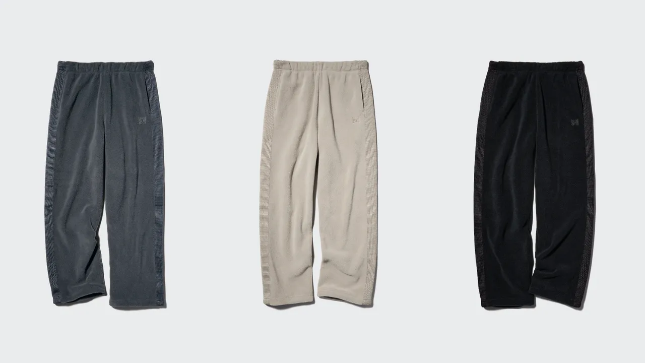 UNIQLO and NEEDLES 2025秋冬系列刷毛宽裤,各1290元。品牌提供