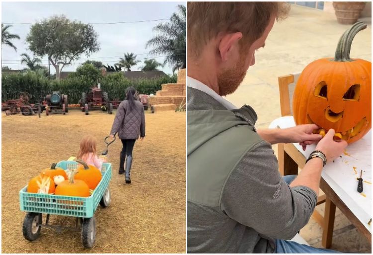 梅根馬可分享一家4口萬聖節前夕家庭日 哈利王子親雕南瓜