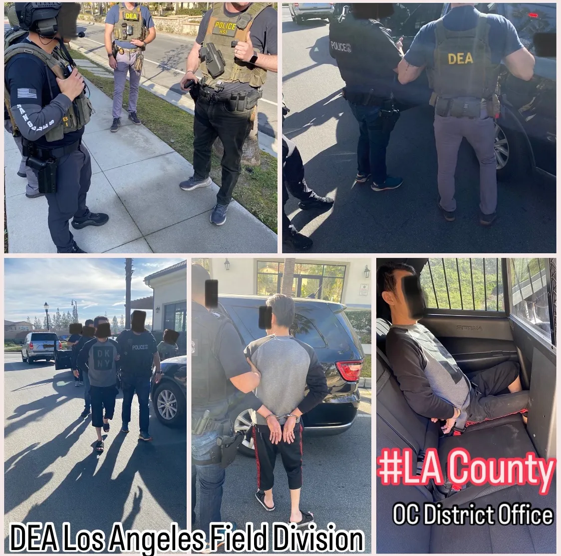 美国当局在洛杉矶逮捕被通缉的台湾男子。翻摄自X @DEALOSANGELES