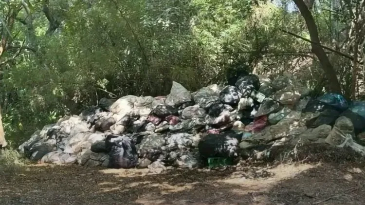 桃园新屋一处空地被人倾倒67吨废弃物。翻摄自陈睿生脸书