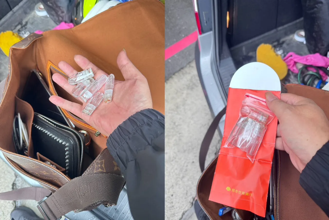 警方在張嫌包包內、車上分別查獲喪屍毒品原油、煙彈、空煙彈。翻攝畫面