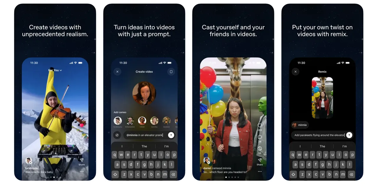 OpenAI推出Sora应用程式,率先于美加采邀请制体验。App Store