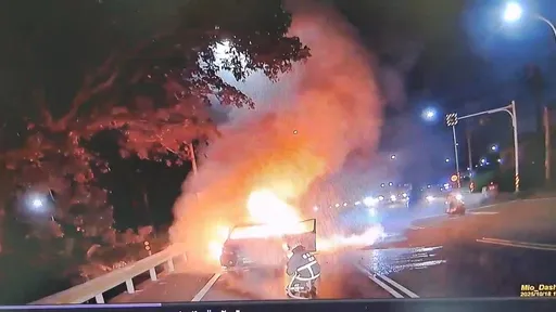 苗栗三灣外環道火燒車 夫妻緊急逃生!疑驚嚇不適送醫