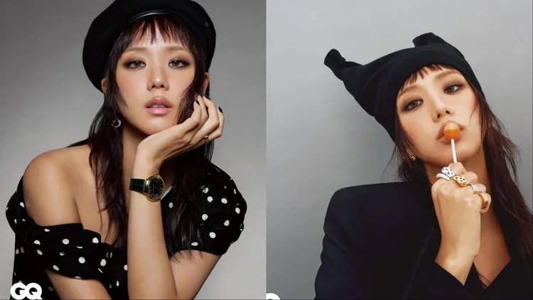 Jisoo在最新时尚大片中彻底「黑化」。翻摄gq_korea IG