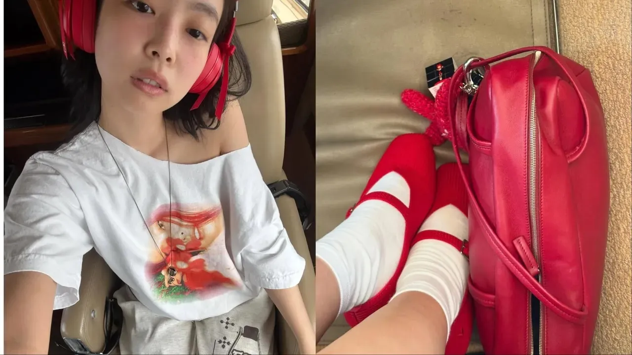 同为VIVAIA爱好者的Jennie脚踩经典玛莉珍鞋。翻摄Jennie IG