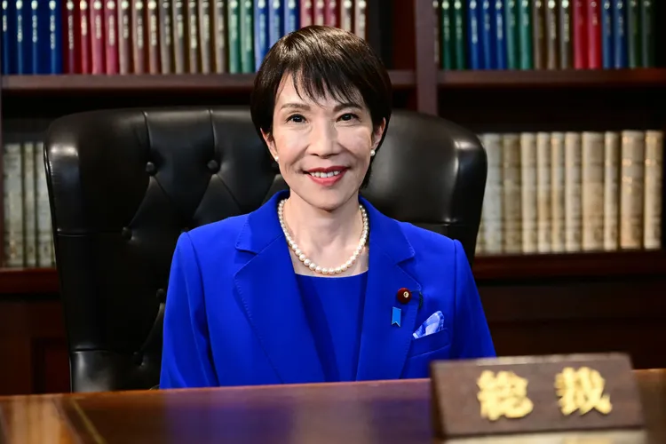 自民党总裁高市早苗是日本首位女首相。美联社