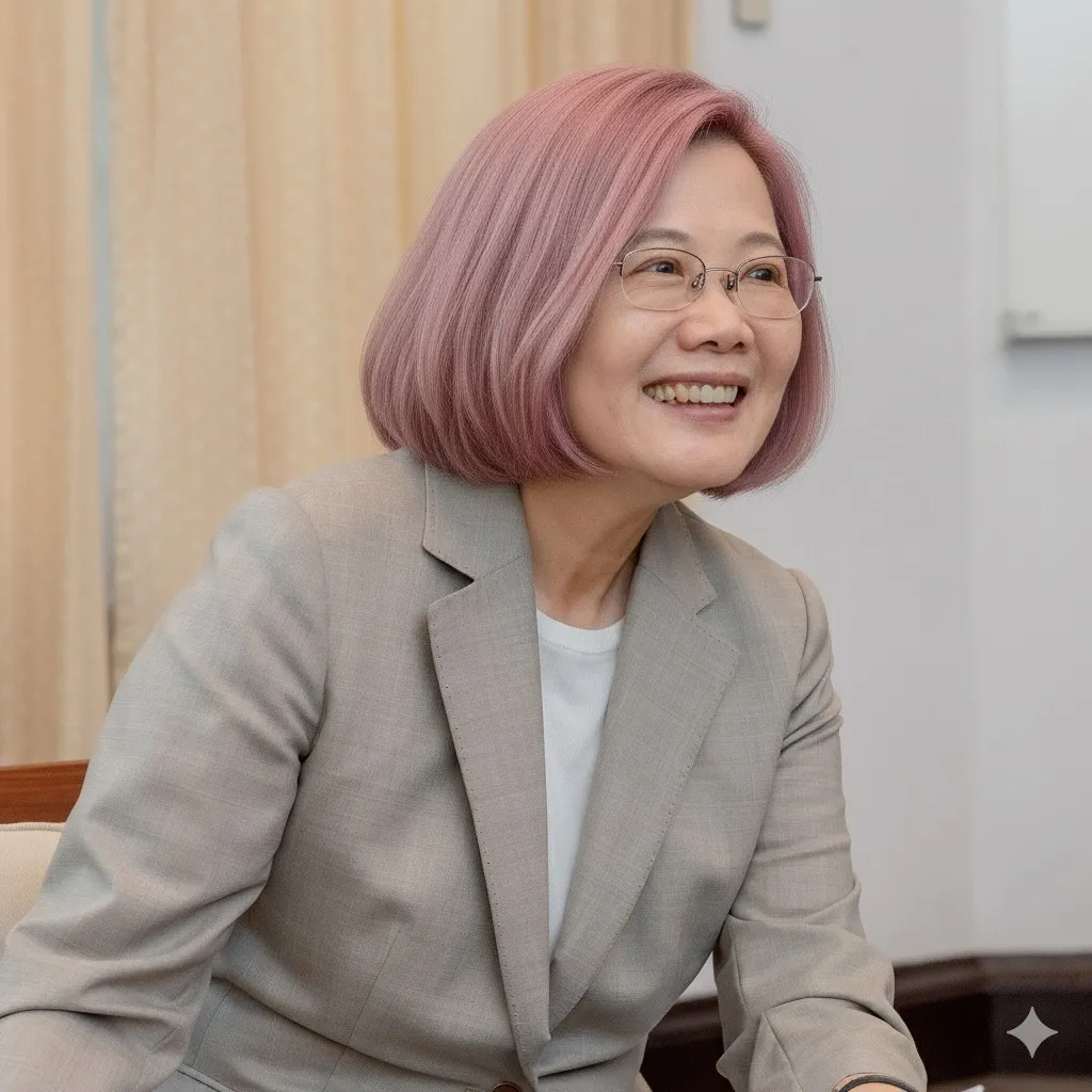 蔡英文发色被AI改成粉色。翻摄蔡英文Threads