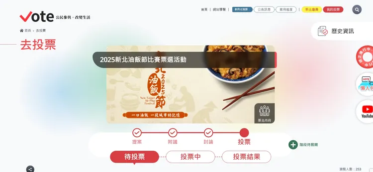 新北油飯節網路投票頁面。翻攝畫面