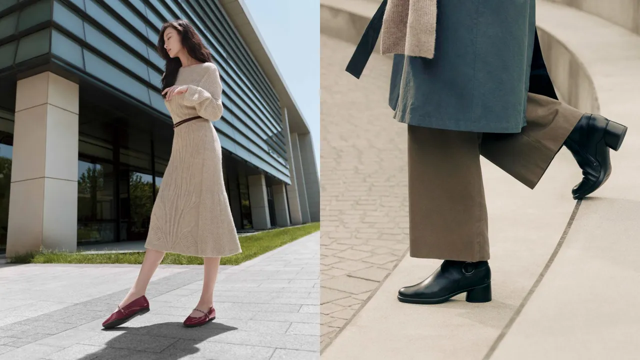 倪妮搶先上腳ECCO新鞋款示範秋冬老錢風。品牌提供