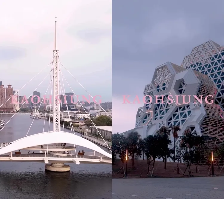 大港橋（左圖）、高雄流行音樂中心都入鏡。翻攝BLACKPINK IG