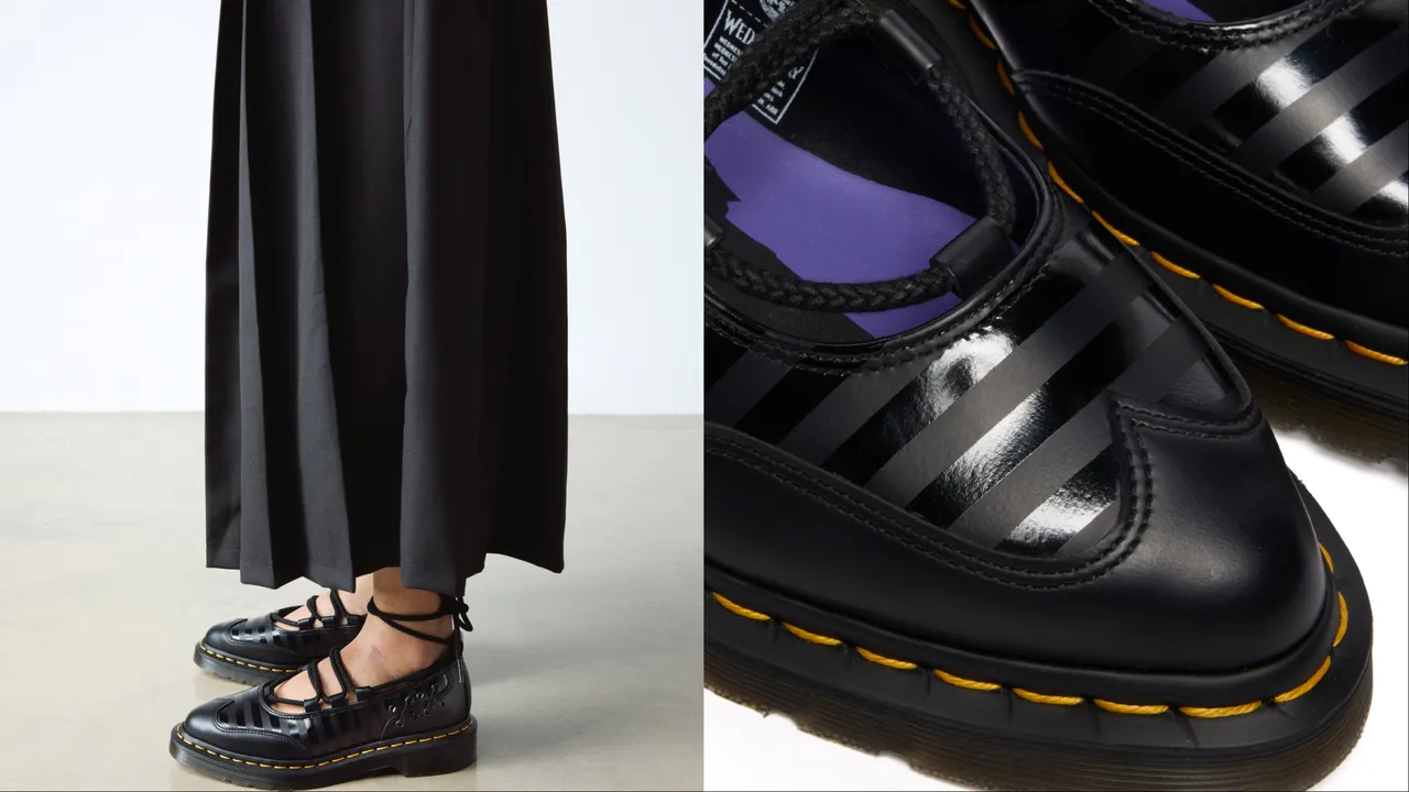 「Elphie Ballet Flat」芭蕾舞鞋则将阴郁与反差甜美完美融合。品牌提供
