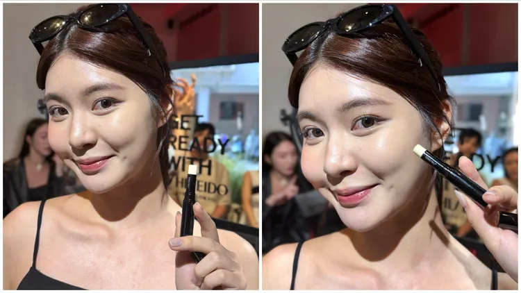 資生堂超進化光感輕潤遮瑕棒，適合用來打造線雕拉提修容術。張家玲攝