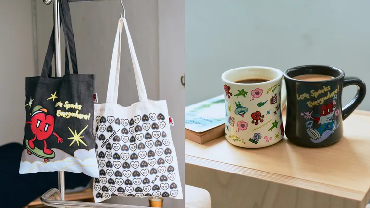 niko and …X Kurt Wu聯名系列托特包（左）各990元、馬克杯（右）各450元。品牌提供