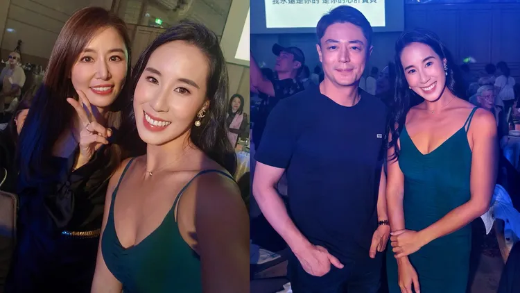 林心如、霍建華與賓客、前游泳國手李詹瑩合照。翻攝李詹瑩臉書