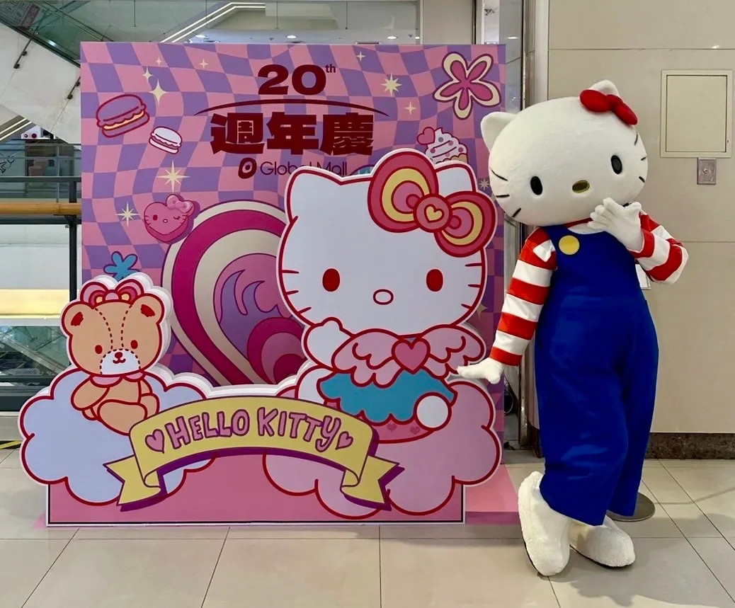 全台8店规划Hello Kitty拍照打卡点。Global Mall提供