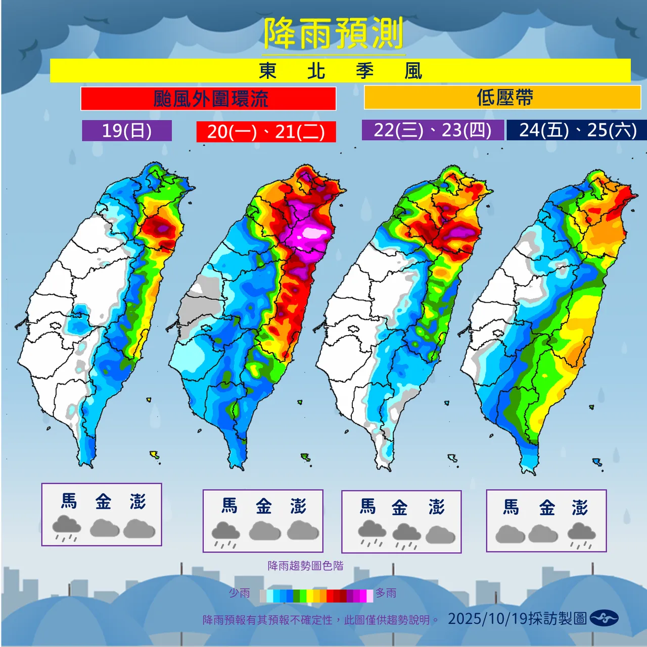未来降雨趋势。气象署提供