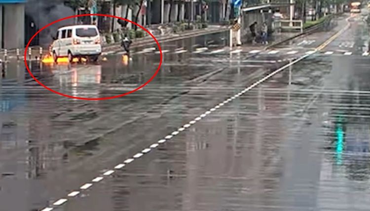 北市機車撞右轉休旅車 當場變火球!衝撞起火瞬間影片曝