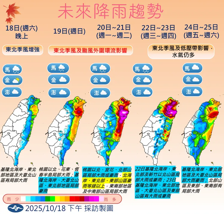 未來降雨趨勢。氣象署提供