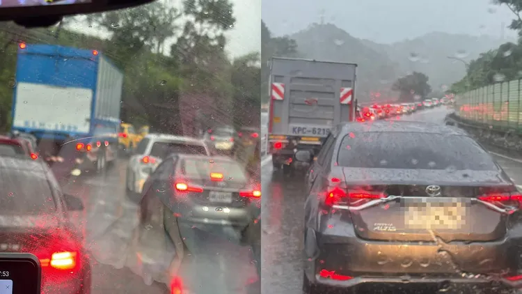 國道1號汐止段發生死亡車禍，造成車流回堵進市區。翻攝《汐止集團》臉書