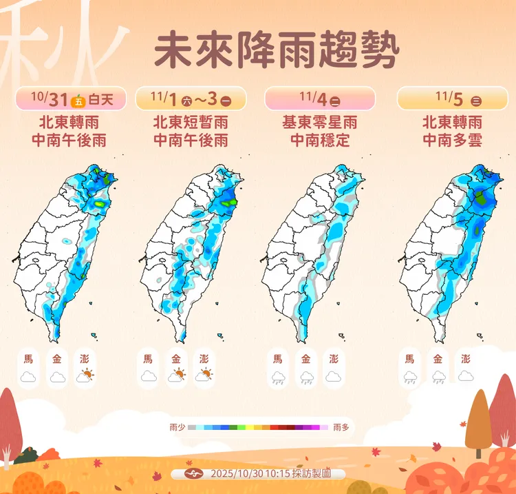 未來降雨趨勢。氣象署提供
