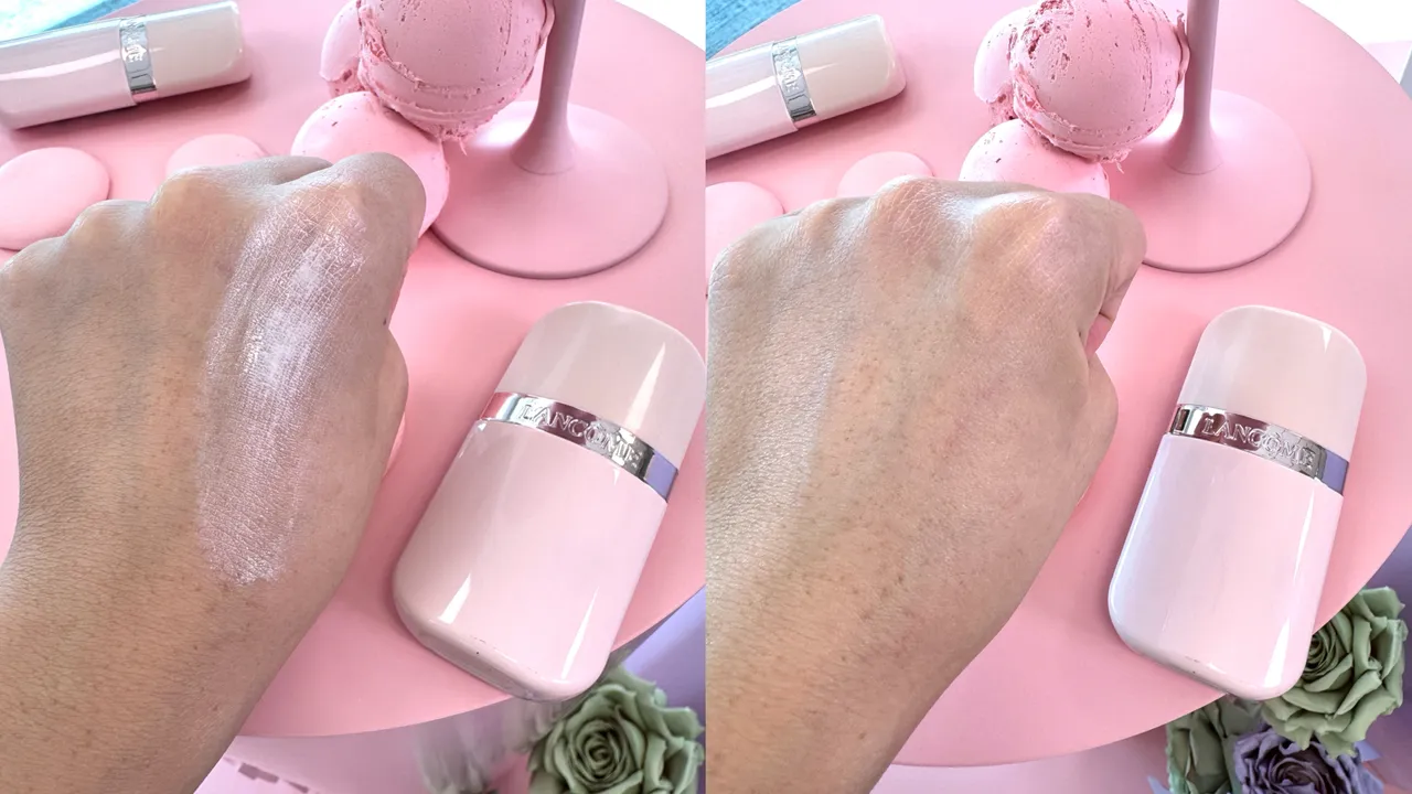唯我水感润色妆前乳#透嫩粉。张家玲摄