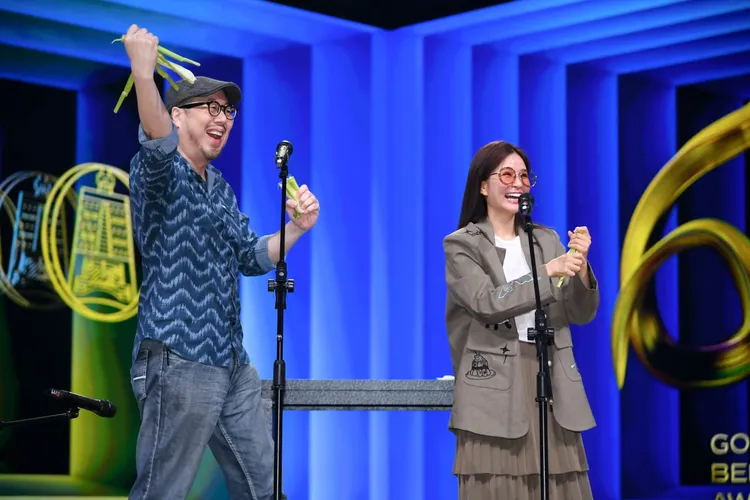 吳怡霈與林哲修備戰廣播金鐘。三立提供