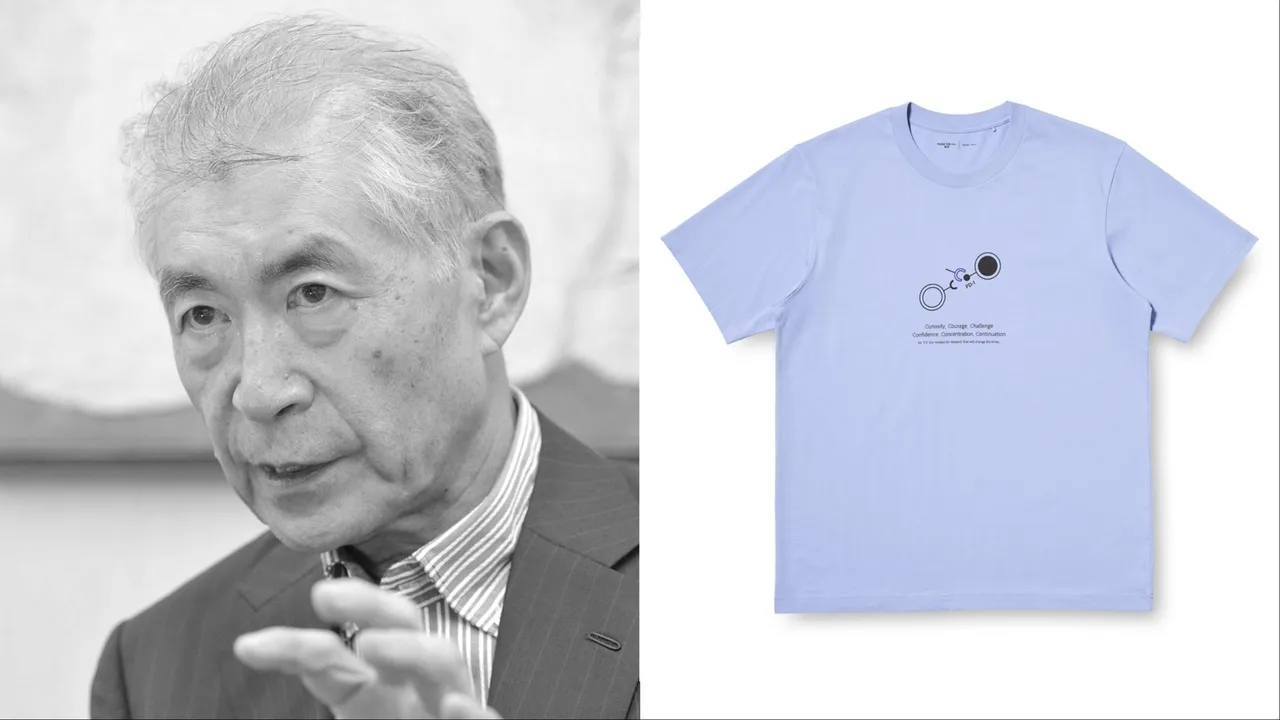 诺贝尔生医奖得主本庶佑设计的UNIQLO圆领T恤,490元。品牌提供