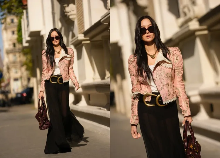 孫芸芸以極短褲外罩薄紗長裙，曬出1雙修長美腿。翻攝孫芸芸IG