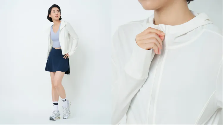 黛安芬Athleisure城市律動系列 輕感修身運動外套2380元、V型高腰運動褲裙1980元。品牌提供