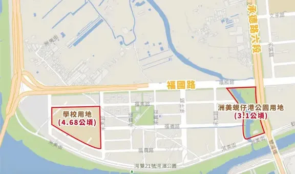 辉达落脚北士科卡关,李四川曾提及还有「秘密基地」,被议员揭露最可能位于北投新洲美段(左下红匡处)。陈贤蔚提供