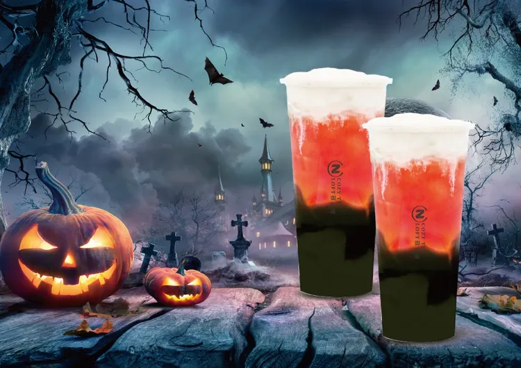 配合萬聖節推出期間限定飲品「鬼靈精怪」。COZY TEA御私藏提供