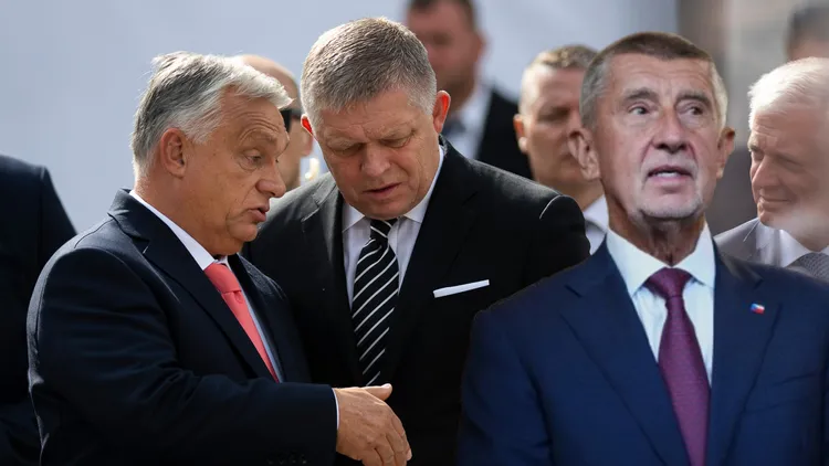 巴比斯（右）將與匈牙利總理奧班（左）及斯洛伐克總理費佐（中），組成歐洲的「挺俄三人幫」。合成畫面。美聯社