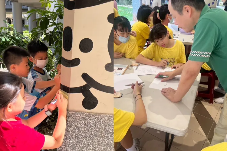 參與活動的學生開啟創作小宇宙，開心地說：「能跟日本老師一起畫畫好像夢一樣！」。校方提供