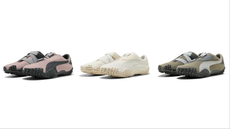 PUMA MOSTRO OG Prime毒玫粉（左起）、幻象白、城苔綠，各3980元。品牌提供