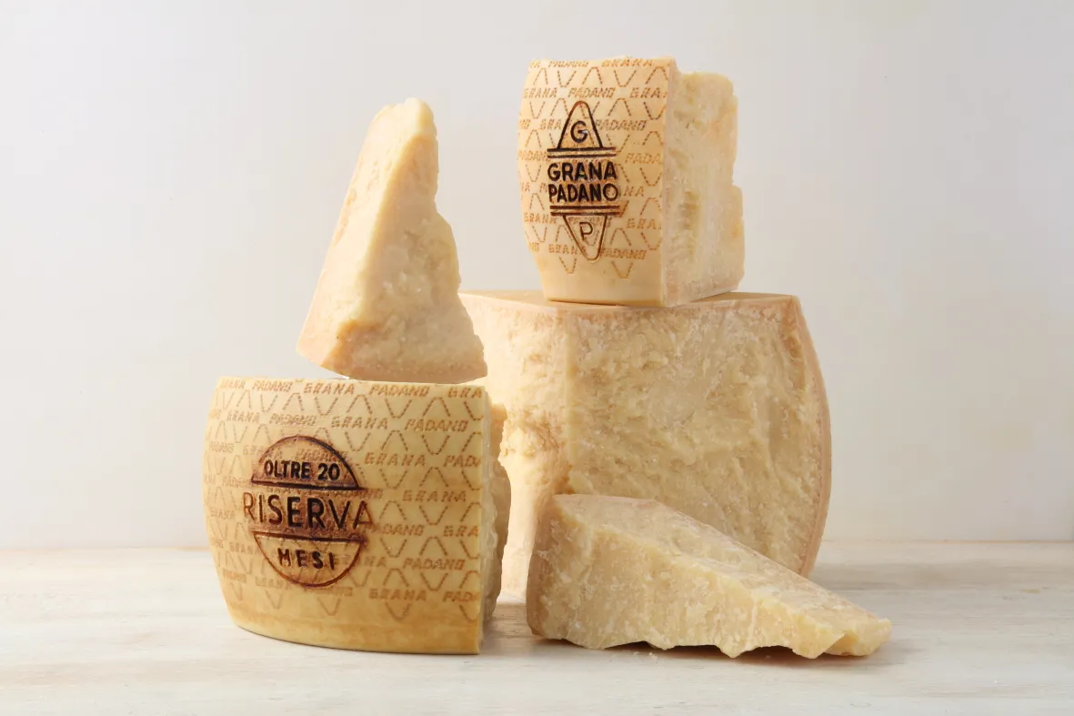 Grana Padano帕达诺乳酪属于风味醇厚的硬质乳酪,带有颗粒的口感为其特色。业者提供