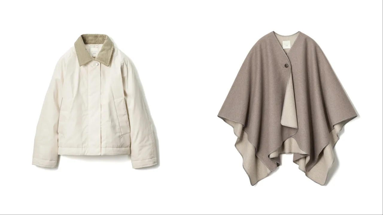 UNIQLO x JW ANDERSON女裝PUFFTECH輕暖科技短版外套(左)2490元、女裝斗篷(右)1690元。品牌提供