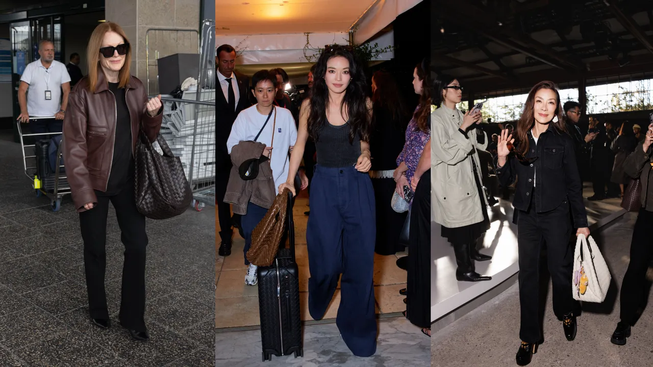 茱莉安摩爾（左起）、舒淇、楊紫瓊3大影后，都背上BOTTEGA VENETA秋冬新款Campana包設計。品牌提供