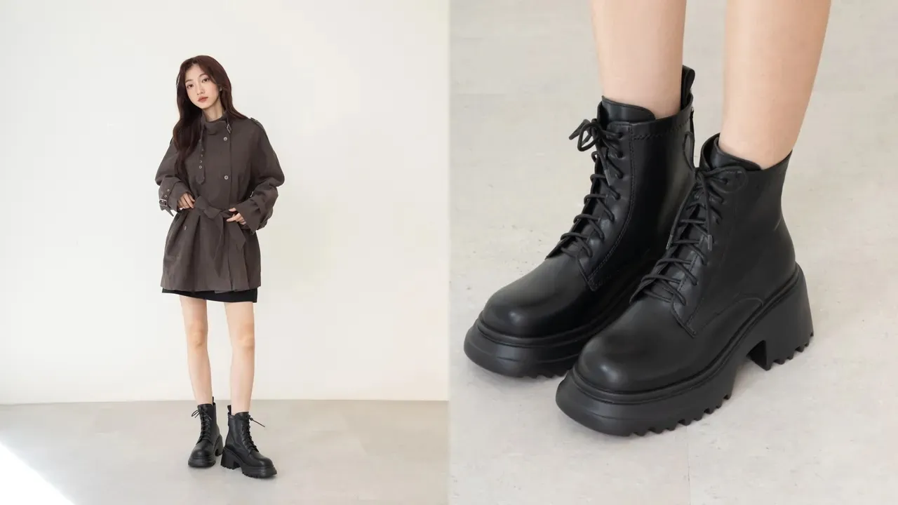 D+AF女团风轻量厚底绑带短靴,1780元。品牌提供