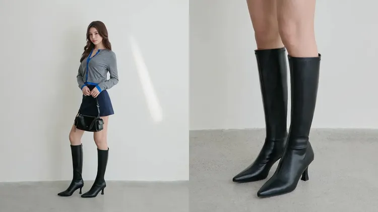 D+AF顯瘦魔法尖頭高跟瘦瘦長靴，1782元。品牌提供