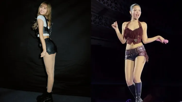 Lisa(左)、Jennie(右)脚上的D+AF美靴一路从高雄场穿到曼谷场。翻摄Lisa IG、jennieiokies IG