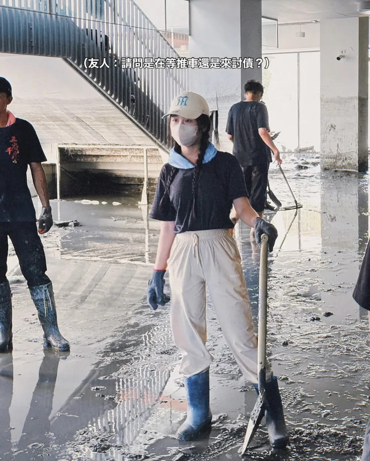 賴可救災全身包緊緊，只露出雙眼。翻攝賴可IG